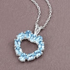 Swiss Blue Topaz Heart Pendant 1.88 Carats Sterling Silver