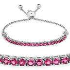 Rhodolite Garnet Bracelet With White Zircon 2.38 Carats Sterling Silver