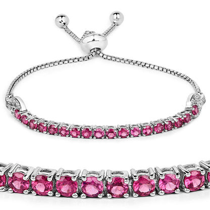 Rhodolite Garnet Bracelet With White Zircon 2.38 Carats Sterling Silver