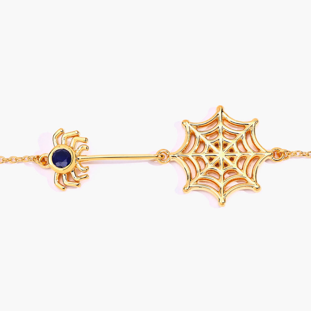 Blue Sapphire Spider Bracelet 0.12 Carats Gold Plated Silver