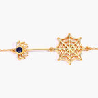 Blue Sapphire Spider Bracelet 0.12 Carats Gold Plated Silver