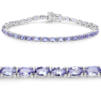 Tanzanite Tennis Bracelet 8.74 Carats Sterling Silver