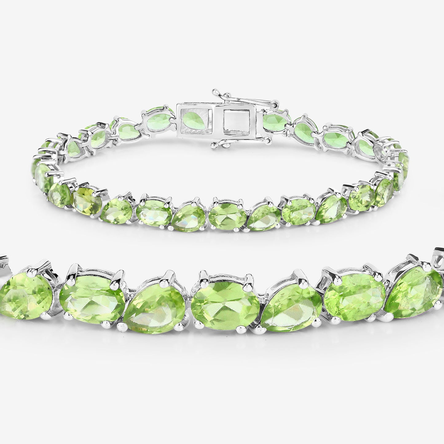 Peridot Tennis Bracelet 21.30 Carats Sterling Silver