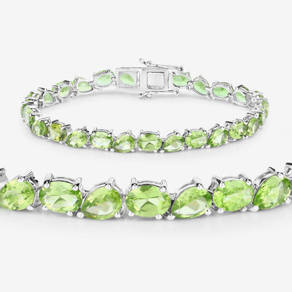 Peridot Tennis Bracelet 21.30 Carats Sterling Silver