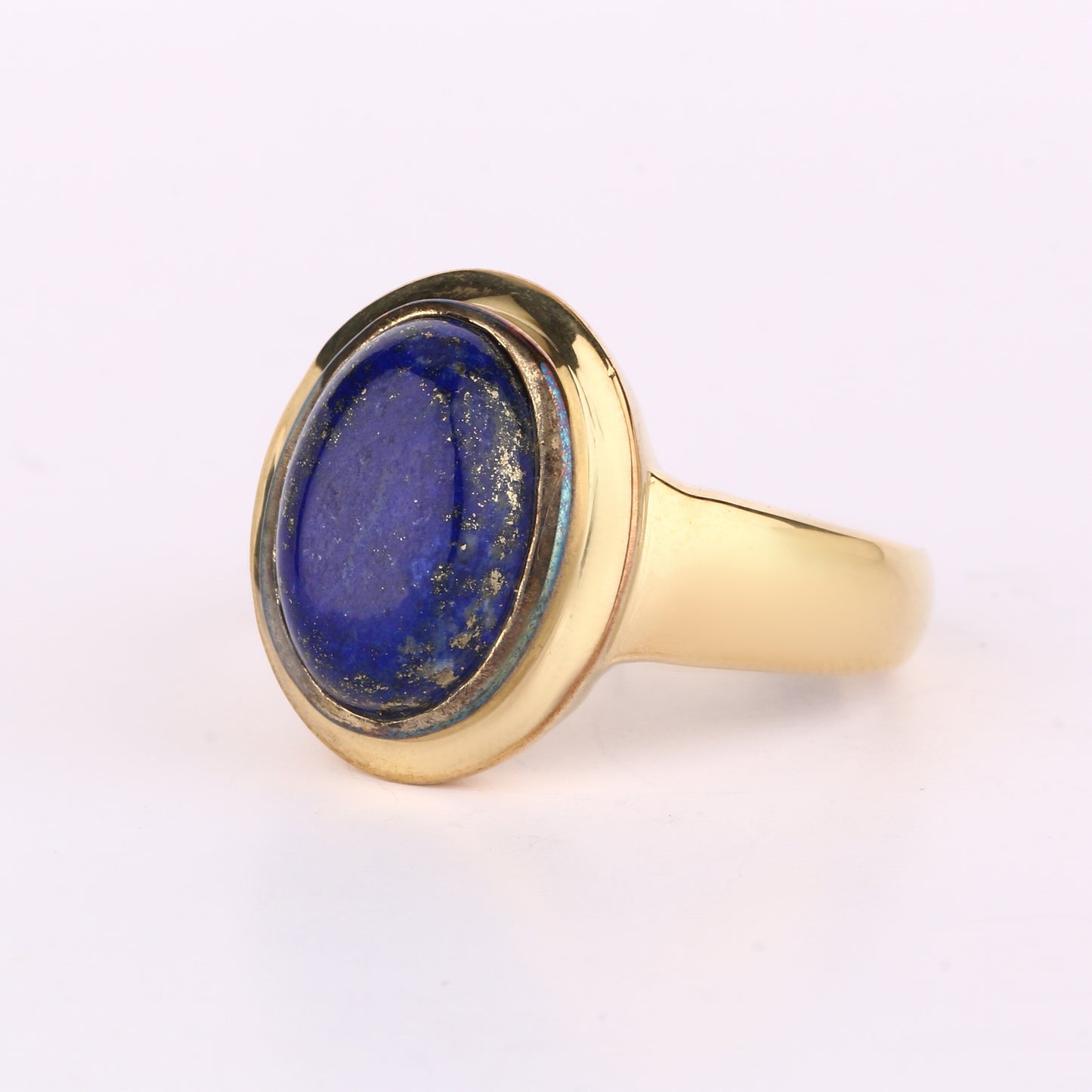 Lapis Ring 5 Carats Gold Plated Silver