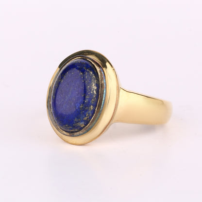 Lapis Ring 5 Carats Gold Plated Silver