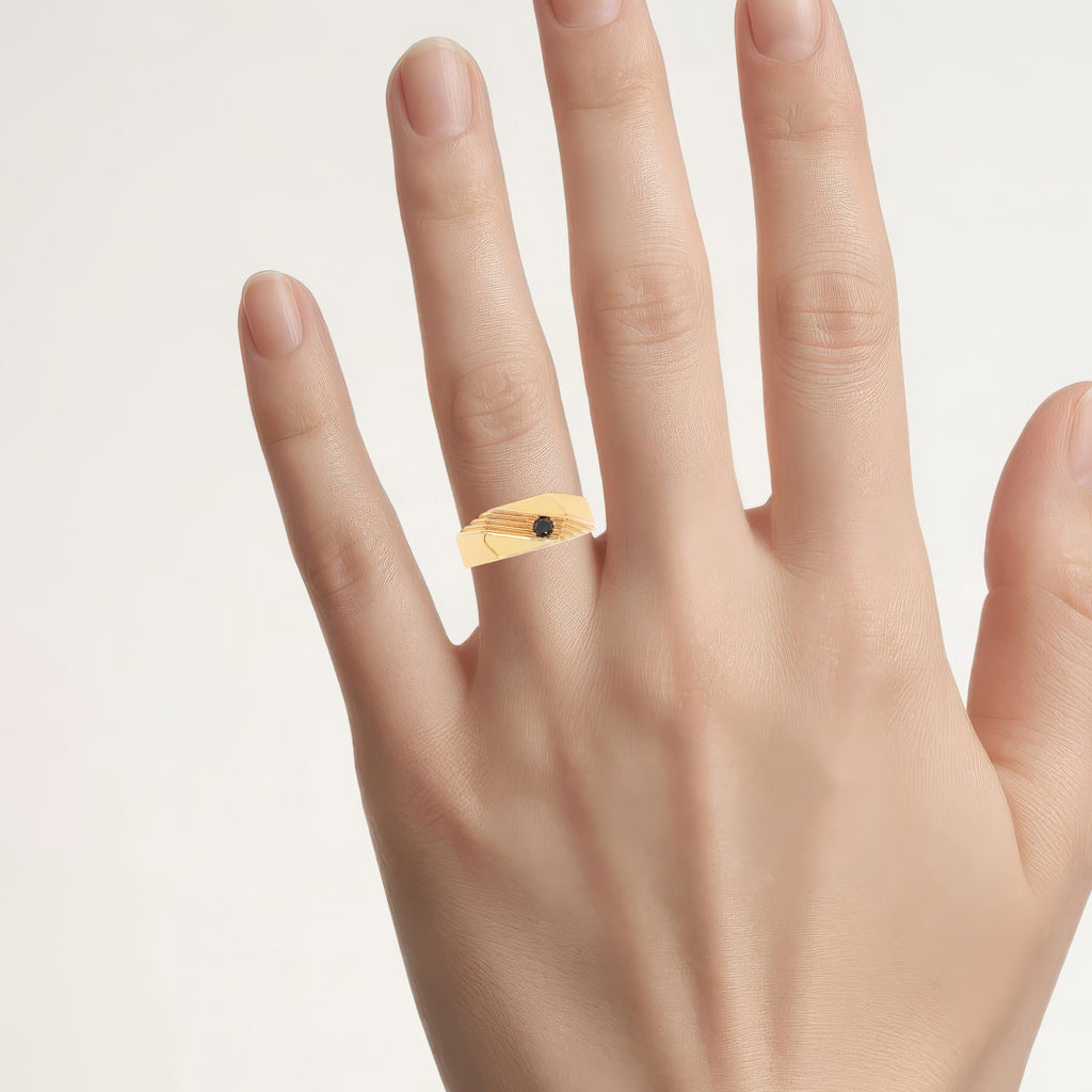 Black Diamond Ring 0.1 Carats Gold Plated Silver