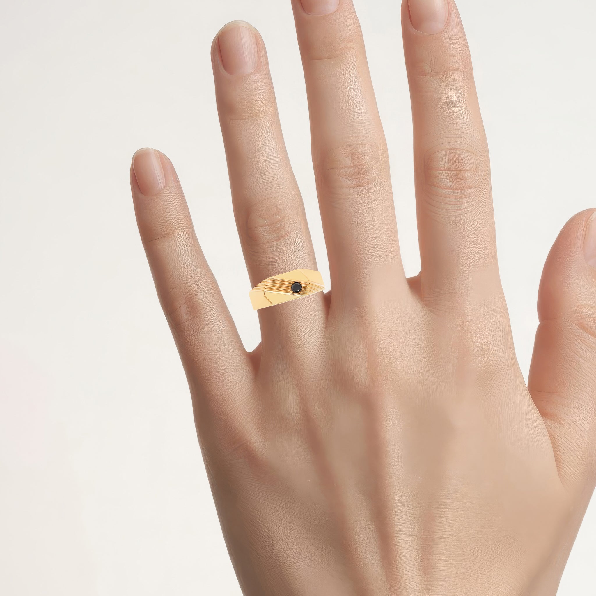 Black Diamond Ring 0.1 Carats Gold Plated Silver