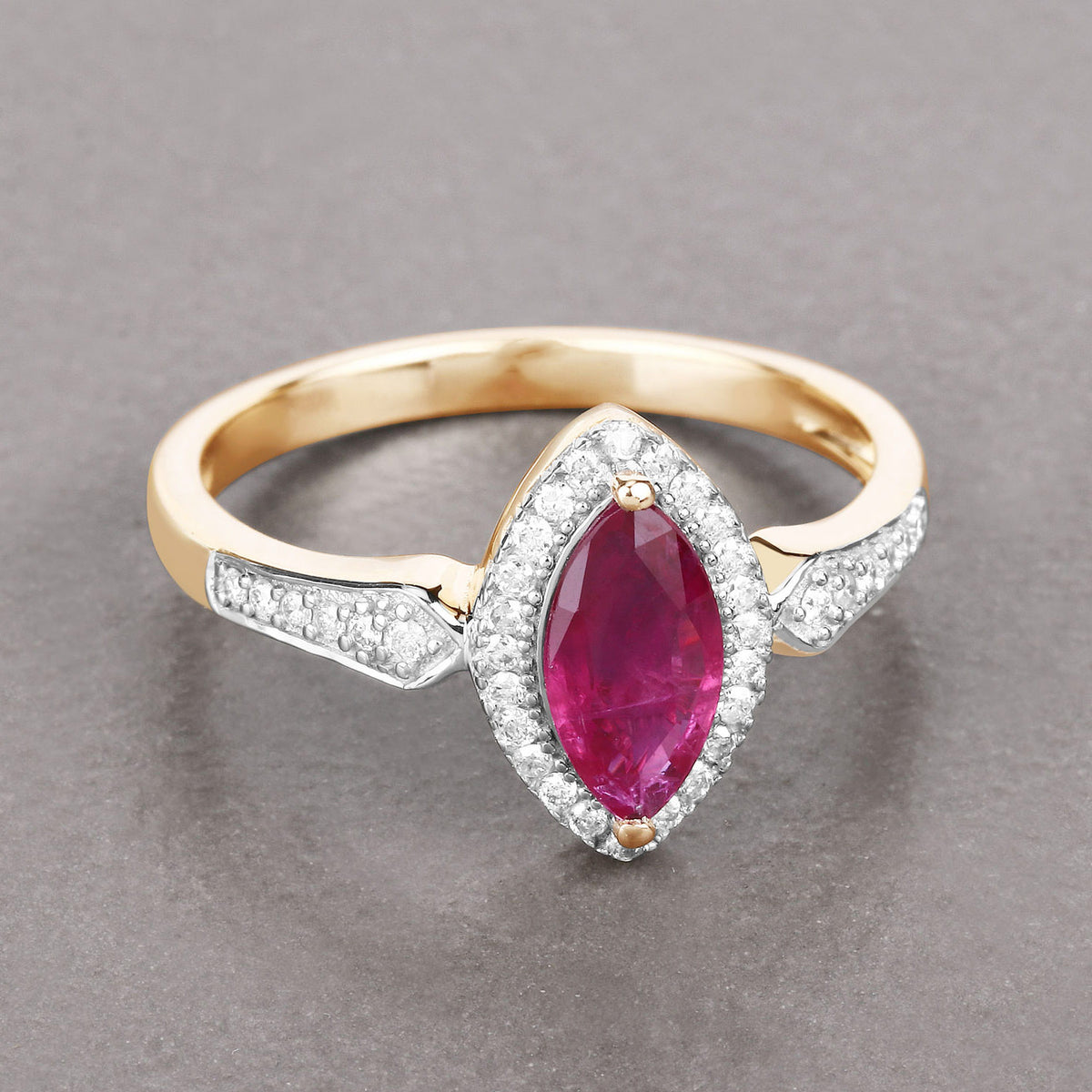 Ruby Ring With Diamonds 0.94 Carats 14K Yellow Gold