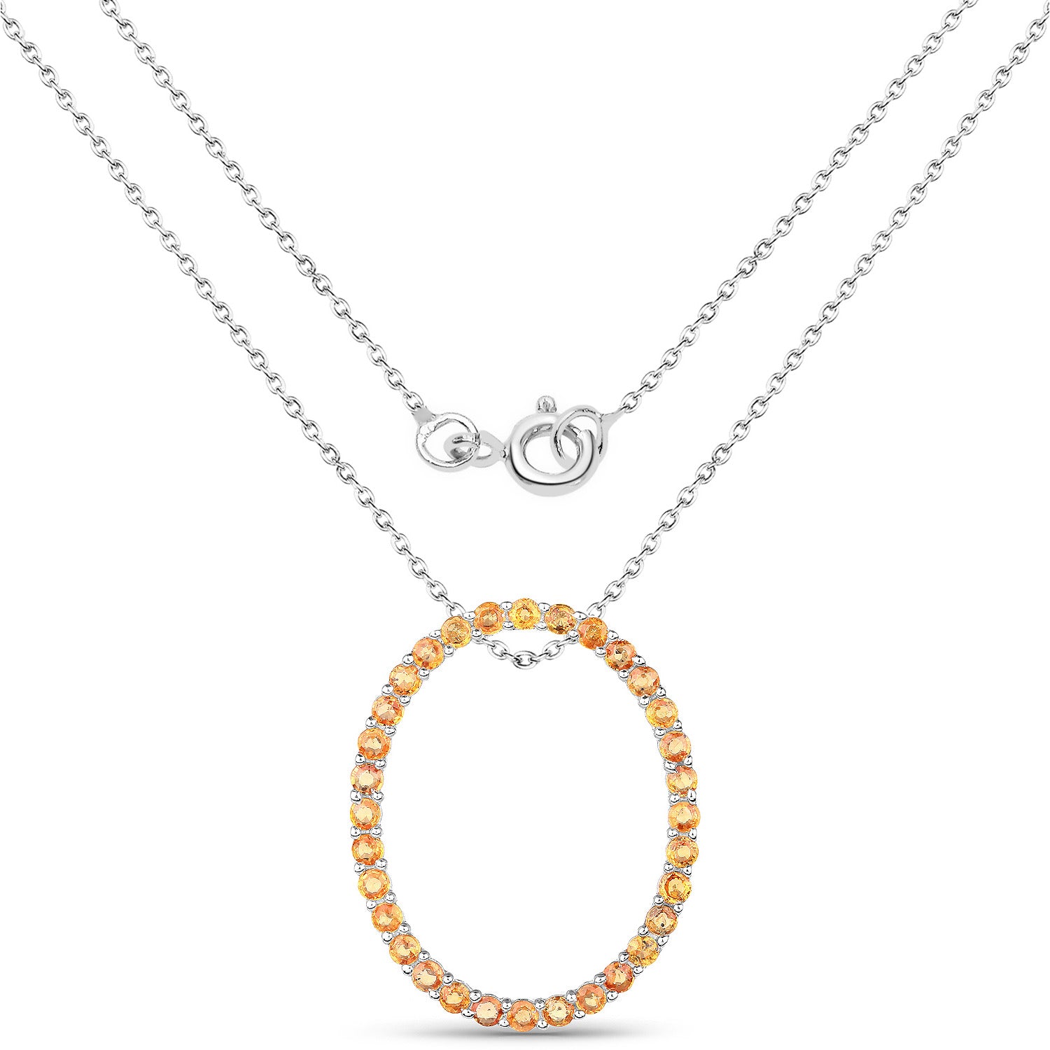 Orange Sapphire Pendant 2.86 Carats Sterling Silver