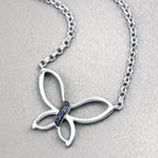 Blue Sapphire Butterfly Pendant 0.08 Carats Sterling Silver