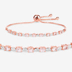 Morganite Bracelet With Diamonds 1.36 Carats Gold Plated Silver
