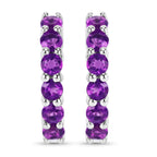 Amethyst Hoop Earrings 1.18 Carats Sterling Silver