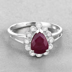 Ruby Ring With Diamonds 1.28 Carats 14K White Gold