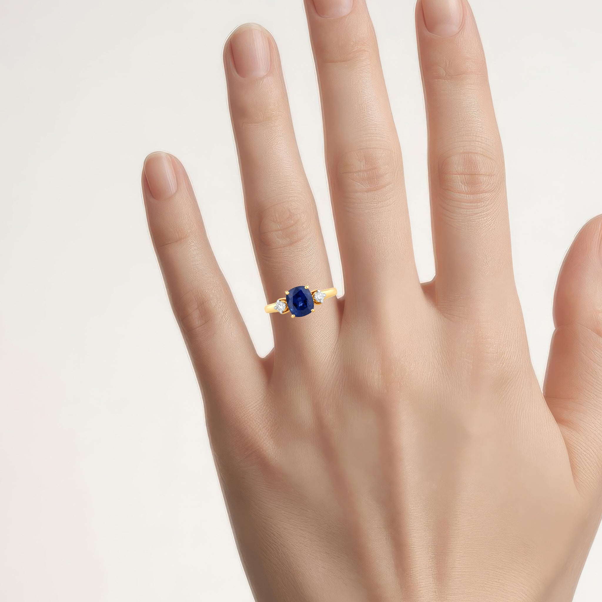 Blue Sapphire Ring With Diamonds 2.38 Carats 18K Yellow Gold