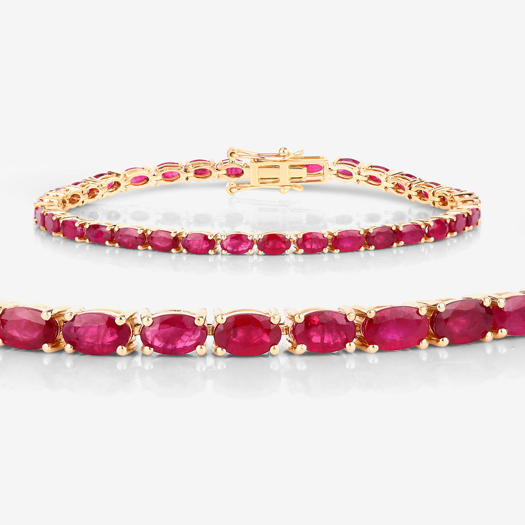 Ruby Bracelet 9.16 Carats 10K Yellow Gold
