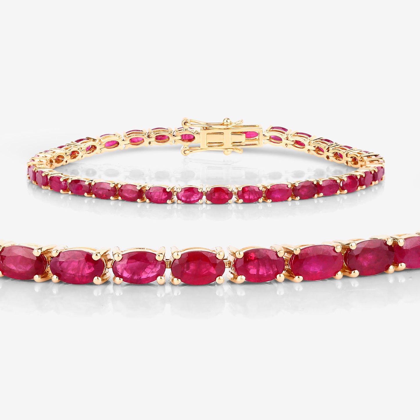 Ruby Bracelet 9.16 Carats 10K Yellow Gold