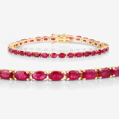 Ruby Bracelet 9.16 Carats 10K Yellow Gold