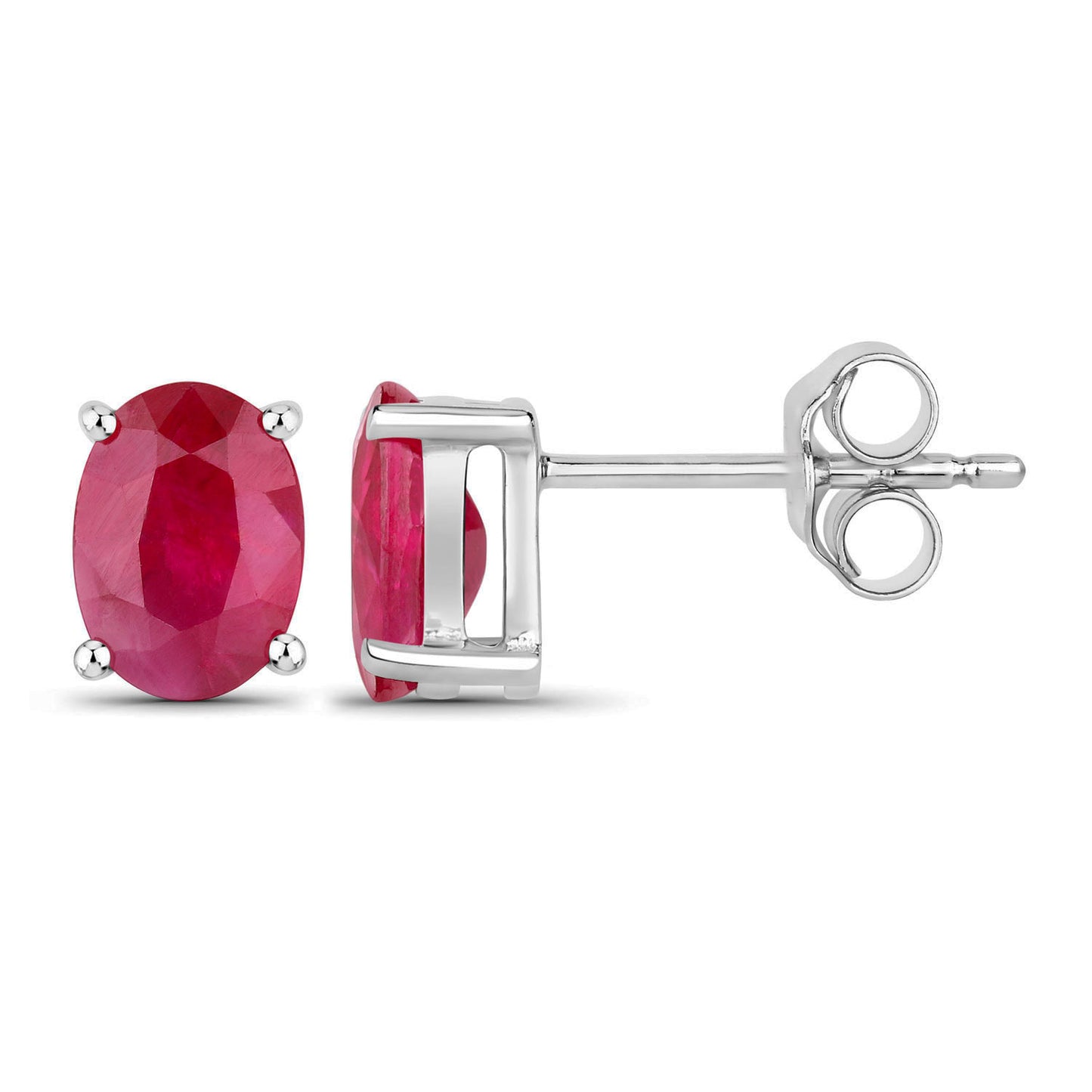 Ruby Earrings 1.68 Carats 14K White Gold
