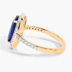 Blue Sapphire Ring With Diamonds 3.38 Carats 18K Yellow Gold