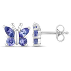 Natural Tanzanite Butterfly Earrings 0.92 Carats Sterling Silver