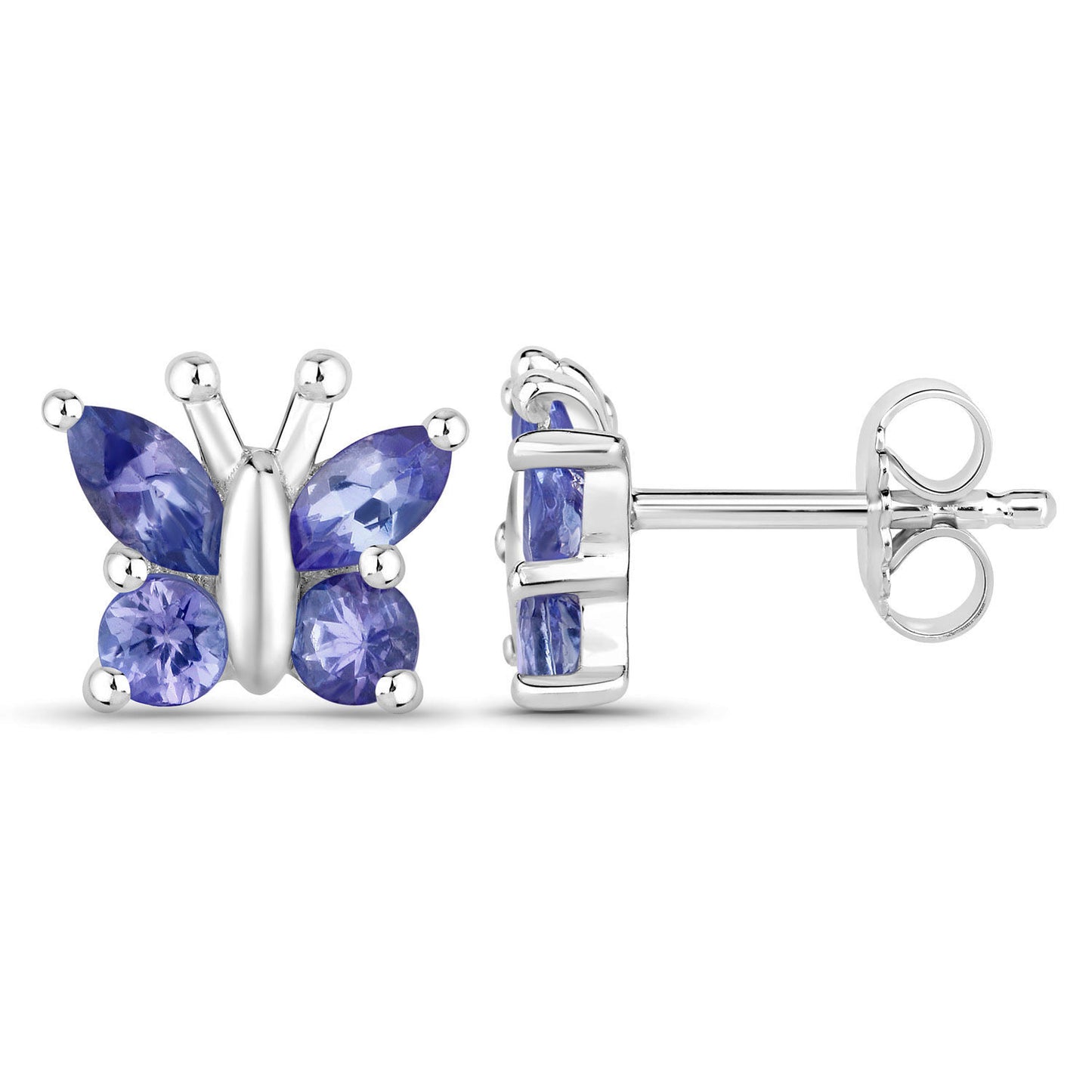 Natural Tanzanite Butterfly Earrings 0.92 Carats Sterling Silver