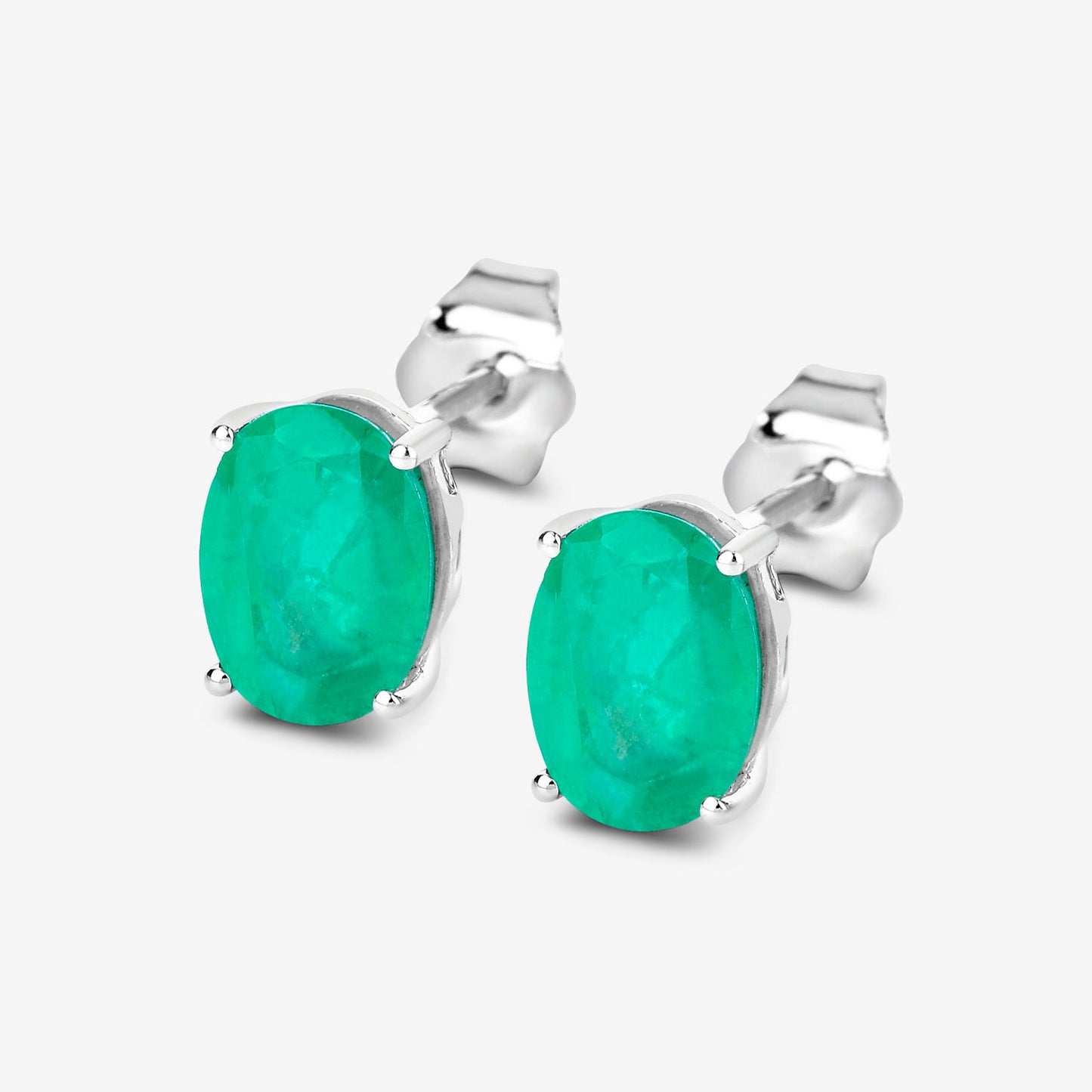 Zambian Emerald Earrings 2.38 Carats 10K White Gold