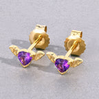 Amethyst Bat Stud Earrings 0.34 Carats Gold Plated Silver