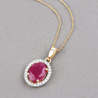 Ruby Pendant With Diamonds 2.48 Carats 10K Yellow Gold