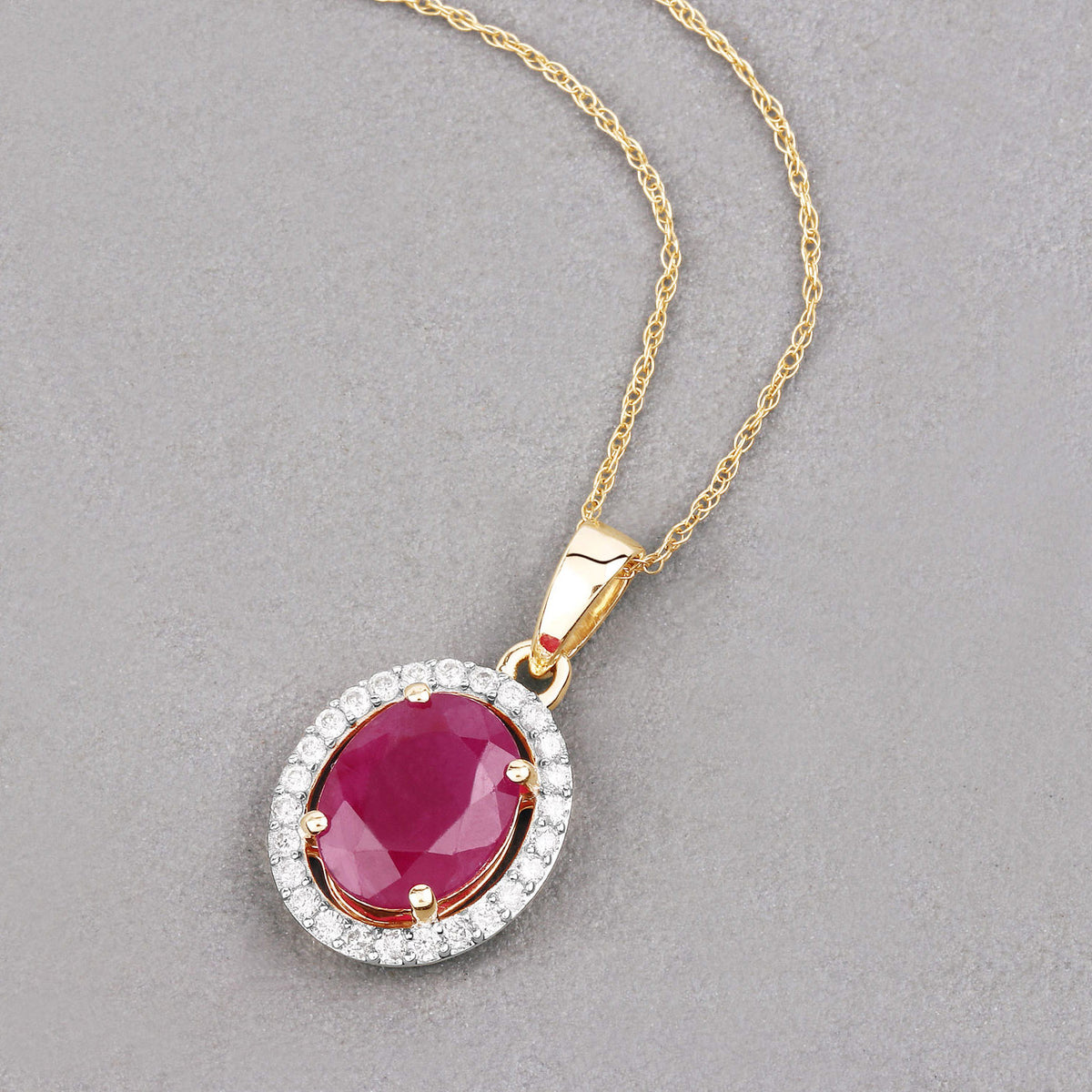 Ruby Pendant With Diamonds 2.48 Carats 10K Yellow Gold