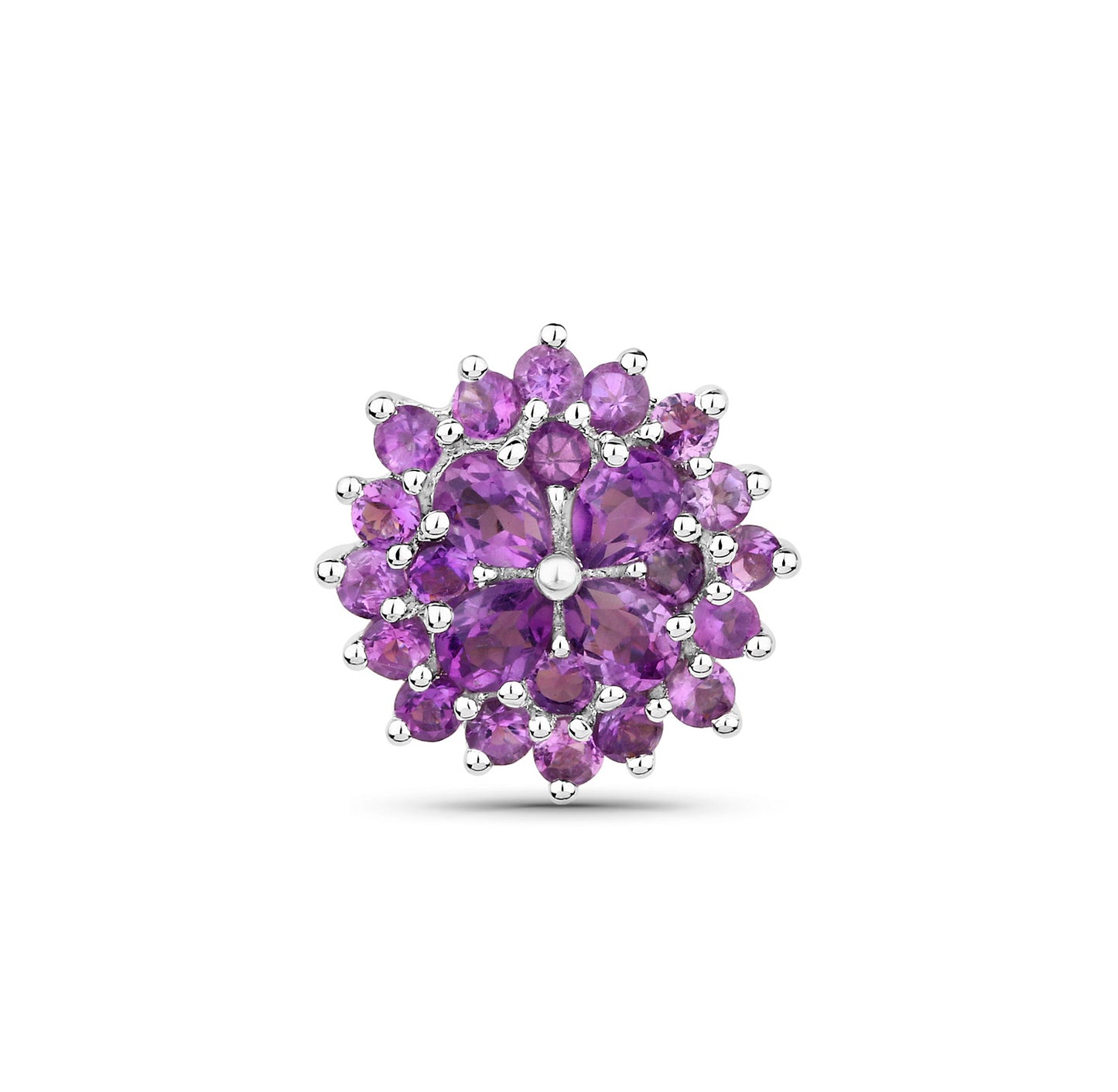 Amethyst Stud Earrings 2.40 Carats Rhodium Plated Sterling Silver