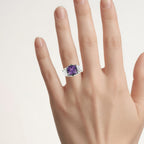 Amethyst Ring With Chrome Diopside 3.22 Carats Sterling Silver