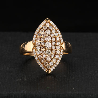 Light Brown Diamond Cluster Ring 0.77 Carats 9K Yellow Gold
