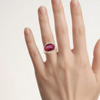 Pink Sapphire Ring With Diamonds 9.27 Carats Gold Plated Silver