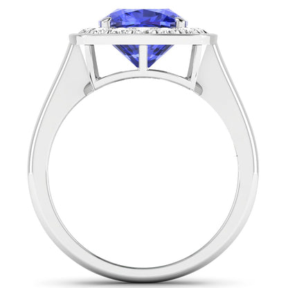 Tanzanite Ring With Diamonds 2.58 Carats 14K White Gold