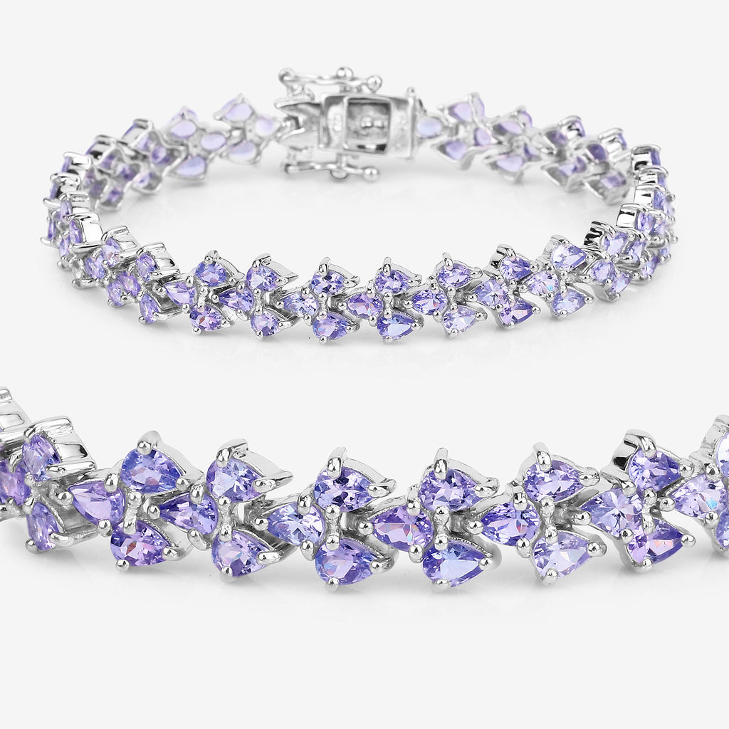 Tanzanite Bracelet 12 Carats Rhodium Plated Silver