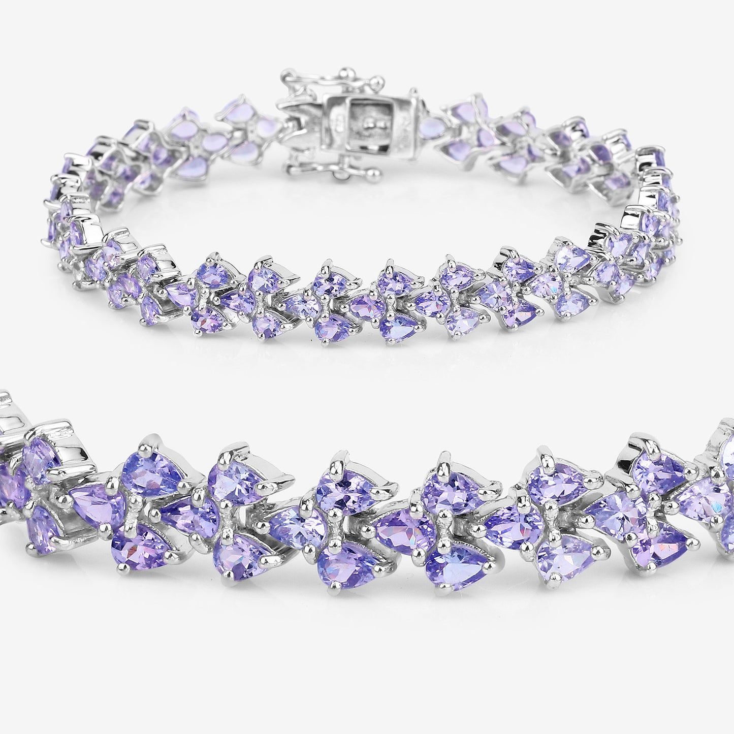 Tanzanite Bracelet 12 Carats Rhodium Plated Silver