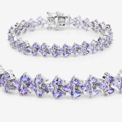 Tanzanite Bracelet 12 Carats Rhodium Plated Silver