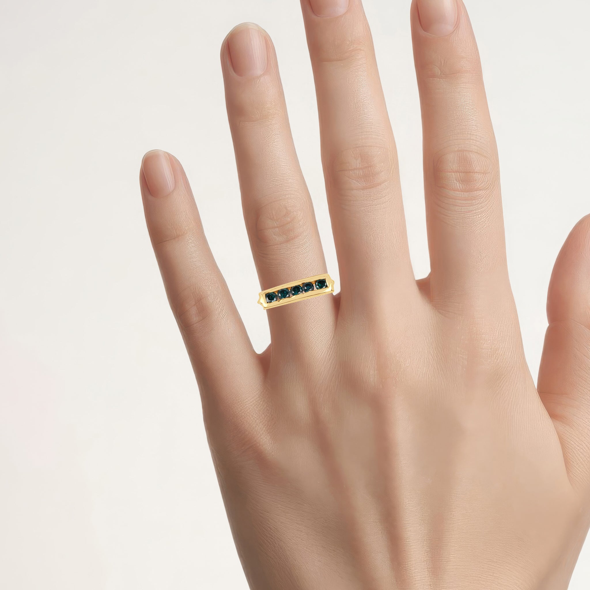Blue Diamond Ring 0.48 Carats Gold Plated Silver