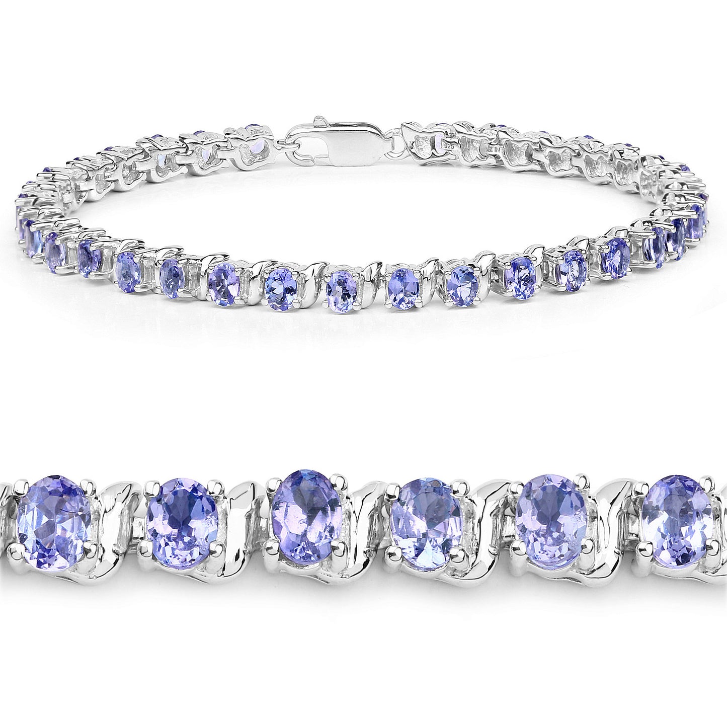 Tanzanite Tennis Bracelet 6.44 Carats Sterling Silver