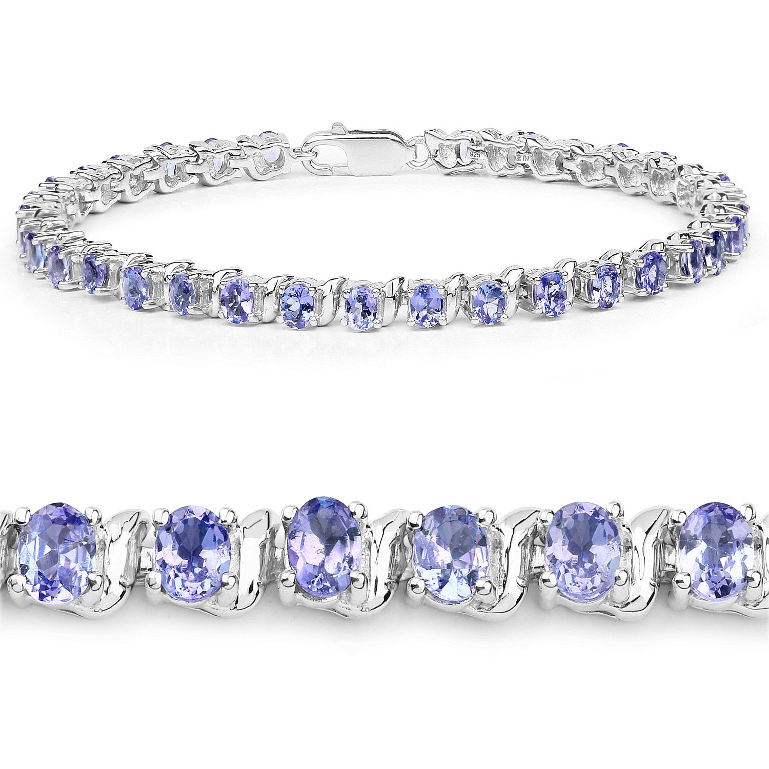 Tanzanite Tennis Bracelet 6.44 Carats Sterling Silver