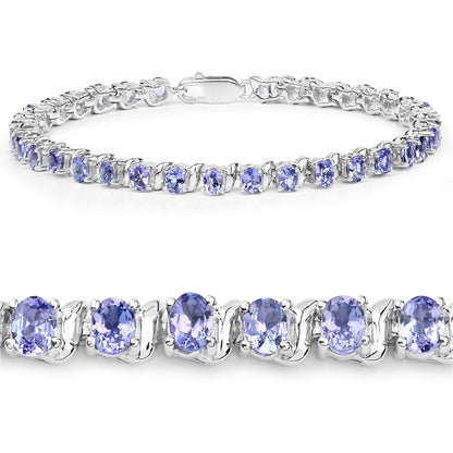 Tanzanite Tennis Bracelet 6.44 Carats Sterling Silver