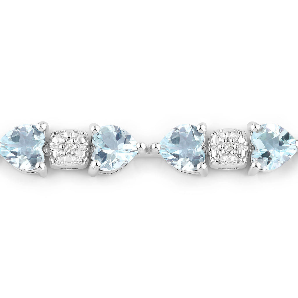 Aquamarine Tennis Bracelet Diamonds 7.35 Carats Sterling Silver