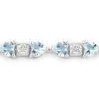 Aquamarine Tennis Bracelet Diamonds 7.35 Carats Sterling Silver