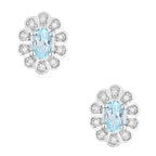 Aquamarine Earrings With Diamonds 0.42 Carats 14K White Gold
