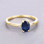 Blue Sapphire Ring With Diamonds 0.96 Carats 10K Yellow Gold