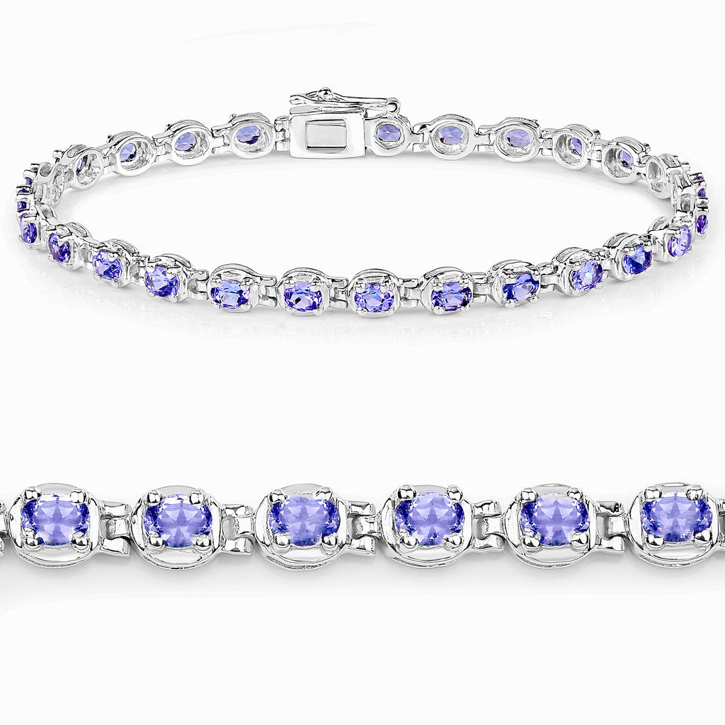 Tanzanite Tennis Bracelet 4.58 Carats Sterling Silver