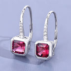 Rubellite Earrings With Diamonds 2.53 Carats 14K White Gold