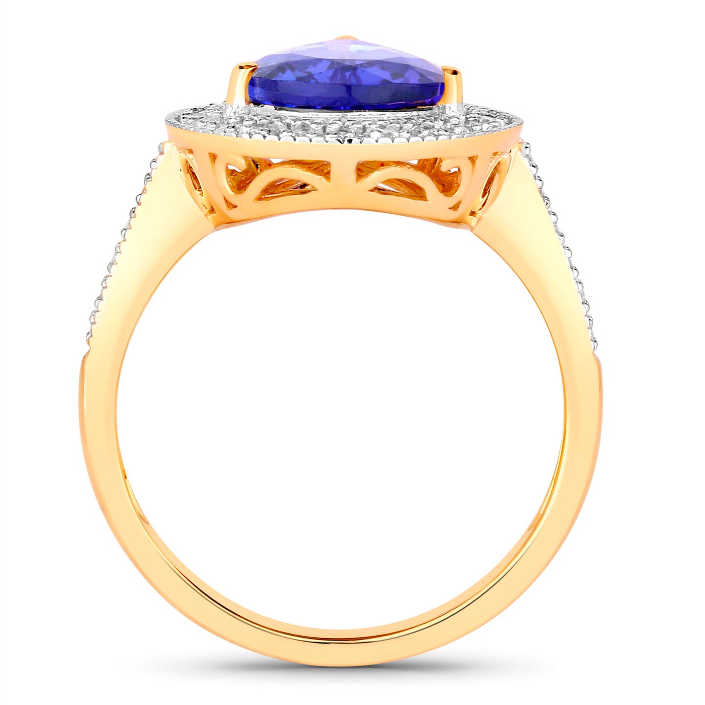 Tanzanite Ring Diamonds 3.35 Carats 14K Yellow Gold