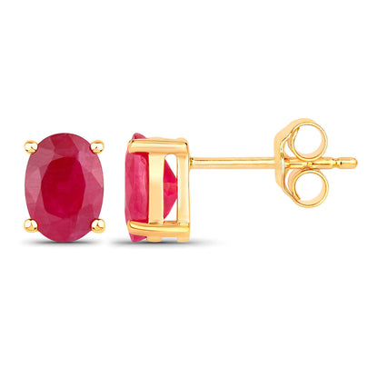 Ruby Earrings 1.68 Carats 14K Yellow Gold